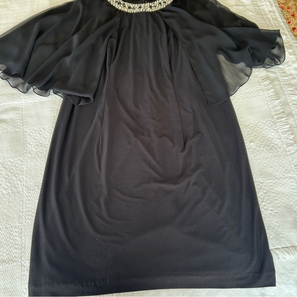 Alex Evenings Dress Black Crystal Neckline Chiffon Capelet Shift plus size 20W - Picture 12 of 17